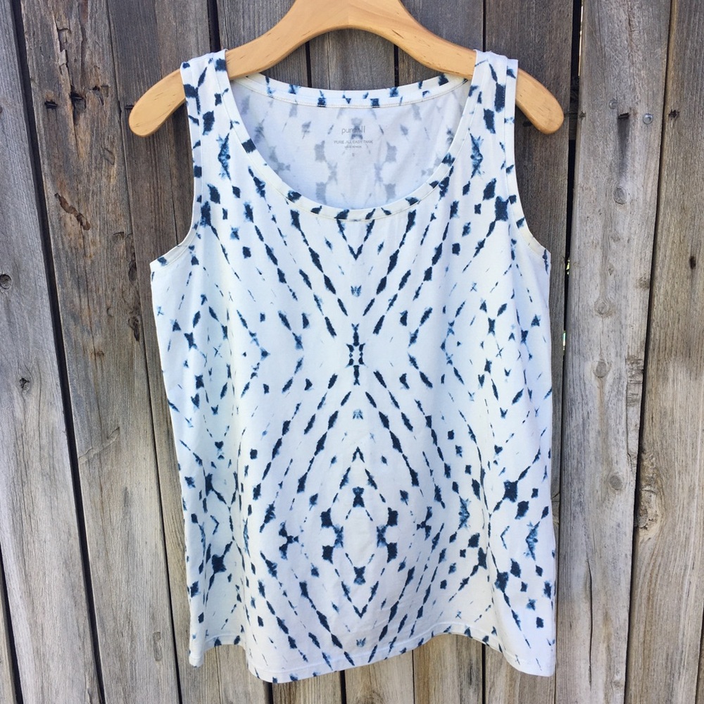 J. Jill Pure Jill Easy Tank Top Tie Dye Blue White S